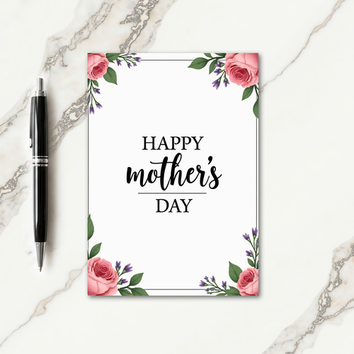 Elegant Mothers Day Rose Corner Card