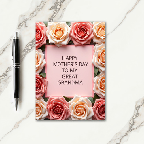 Elegant Mothers Roses Border Card