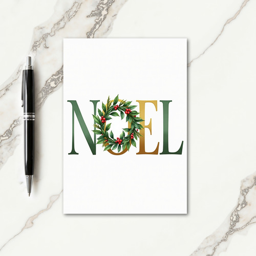 Elegant Noel Wreath Card