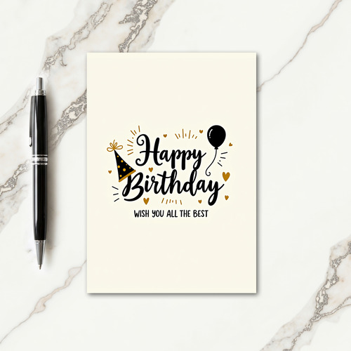 Elegant Party Hat Birthday Card