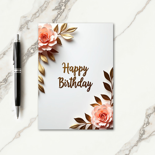 Elegant Peach Birthday Card