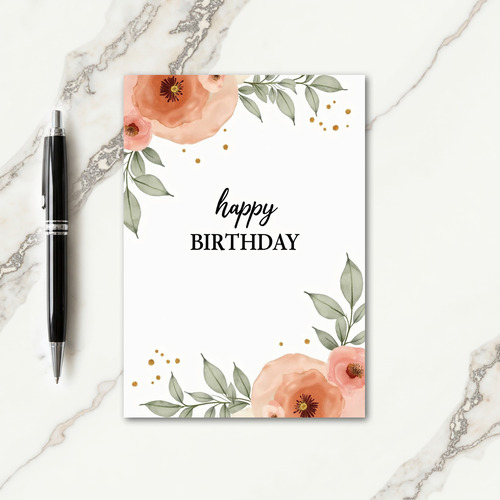 Elegant Peach Rose Birthday Card
