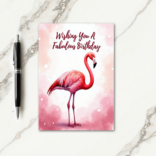 Elegant Pink Bird Birthday Card