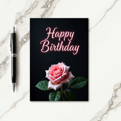 Elegant Pink Bloom Birthday Card