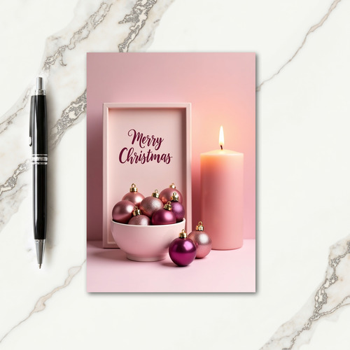 Elegant Pink Christmas Card thumbnail