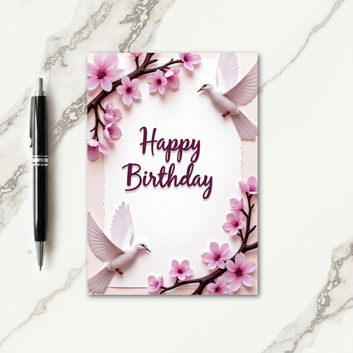 Elegant Plum Floral Birthday Card