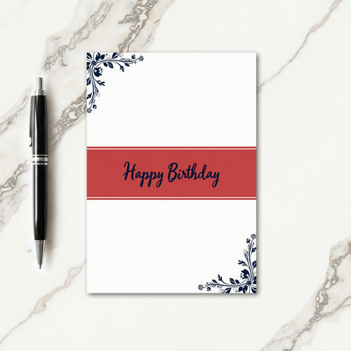 Elegant Red Birthday Card