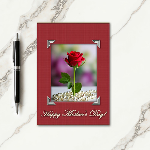 Elegant Red Rose Mothers Day Card