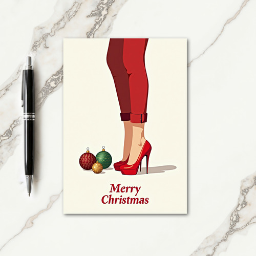 Elegant Red Shoes Christmas Card