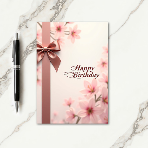 Elegant Ribbon Birthday Card