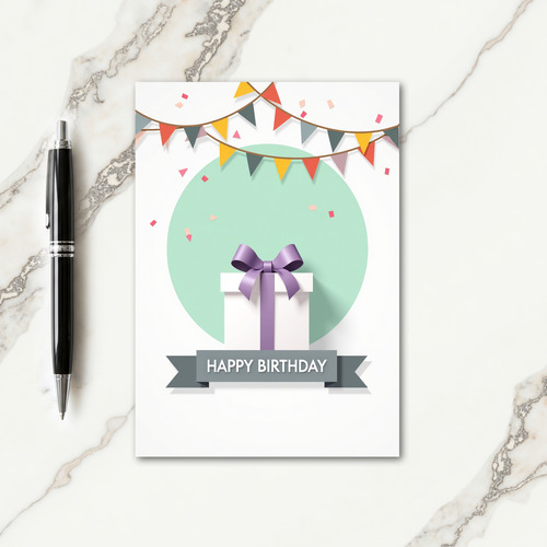 Elegant Ribbon Gift Birthday Card