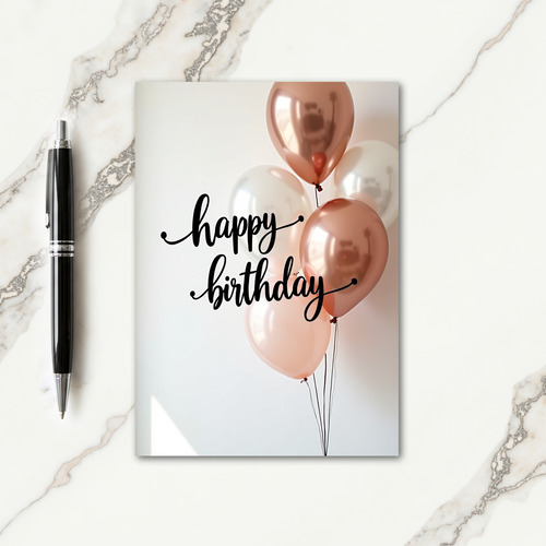 Elegant Rose Gold Balloon Card