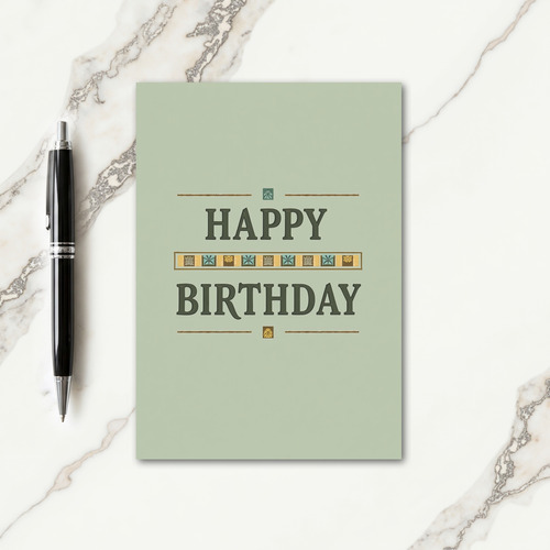 Elegant Sage Medallion Birthday Card