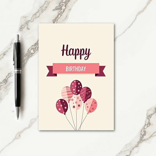 Elegant Script Birthday Balloon Card