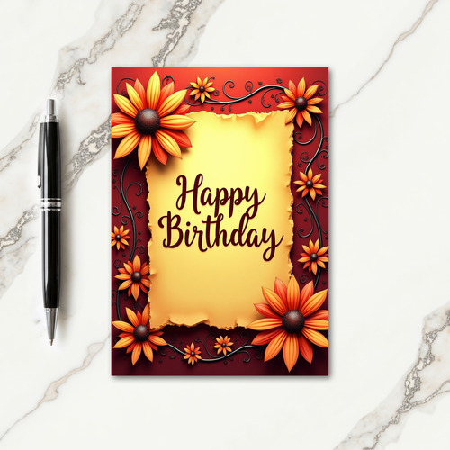 Elegant Scroll Birthday Card