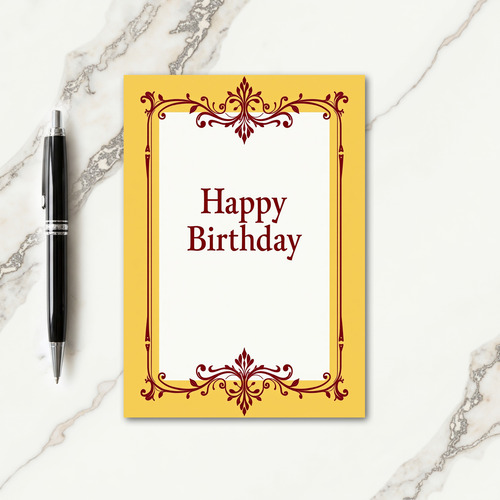 Elegant Scrollwork Birthday Card