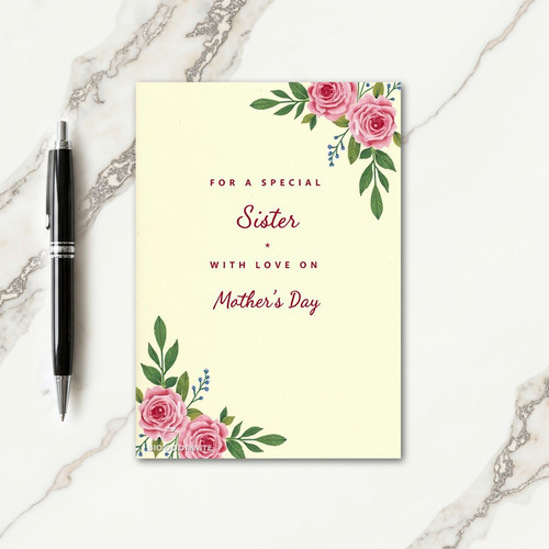 Elegant Sister Mothers Day Card
