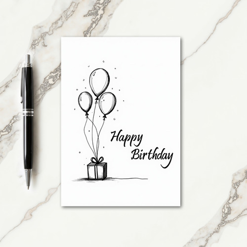 Elegant Sketch Birthday Card