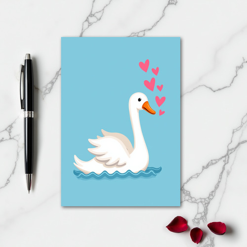 Elegant Swan Love Heart Card