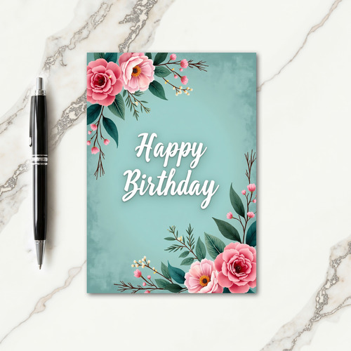 Elegant Teal Birthday Card