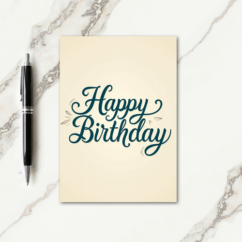 Elegant Teal Script Birthday Card