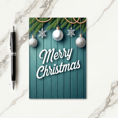 Elegant Teal Script Christmas Card