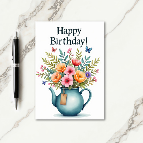 Elegant Teapot Birthday Card