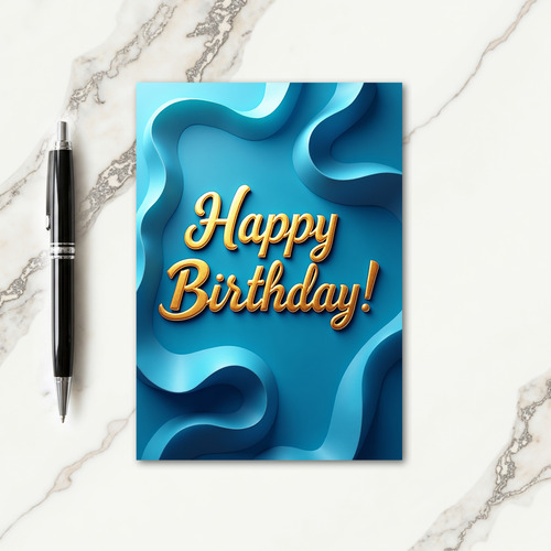 Elegant Wavy Birthday Card