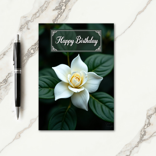 Elegant White Bloom Birthday Card