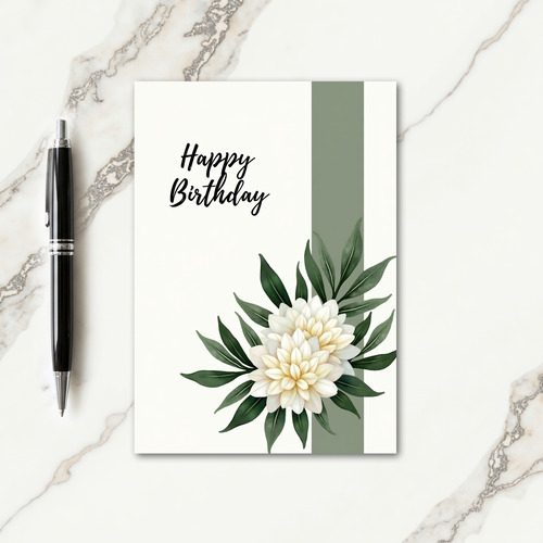 Elegant White Floral Birthday Card