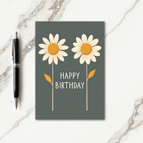 Elegant White Flower Birthday Card