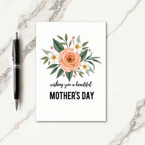 Elegant White Flowers Mothers Day Card