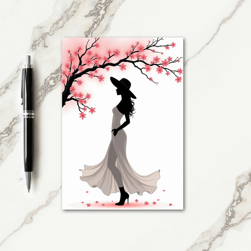 Elegant Woman Blossom Art Card