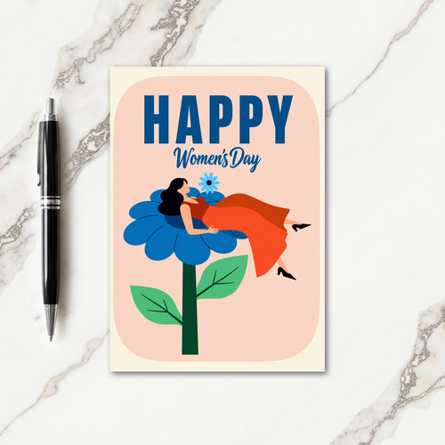 Elegant Woman Floral Art Card