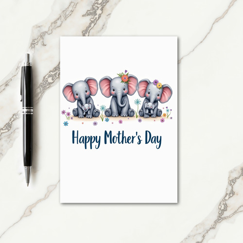 Elephant Floral Mothers Day Card