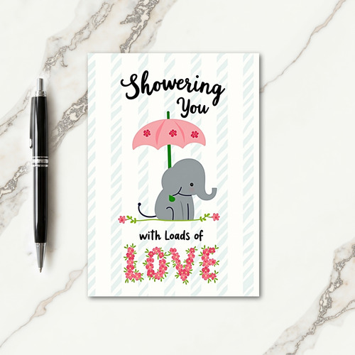 Elephant Love Blossoms Card