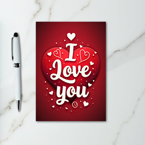 Embossed I Love You Hearts Card