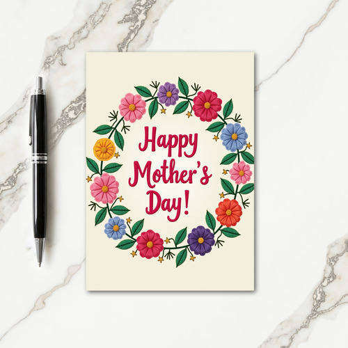 Embroidered Bloom Mothers Day Card