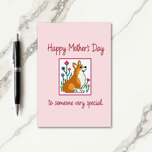 Embroidered Dog Mothers Day Card