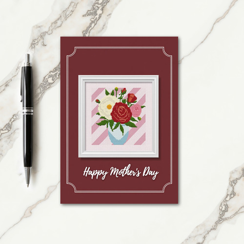 Embroidered Mothers Day Floral Card