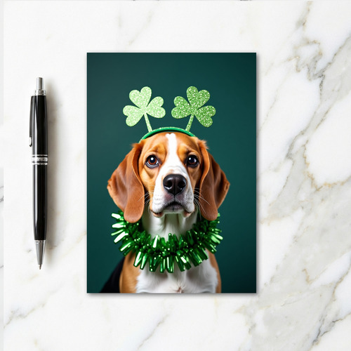Emerald Beagle Shamrock Fun Card