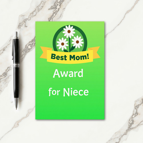 Emerald Best Niece Award Card