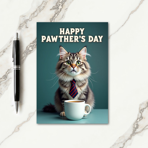 Emerald Cat Pawthers Day Card