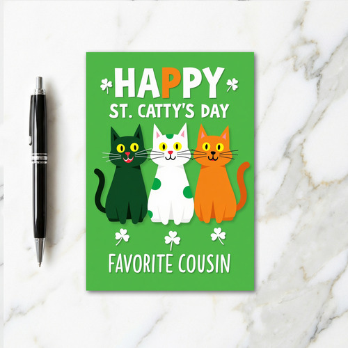 Emerald Cats St Cattys Day Card