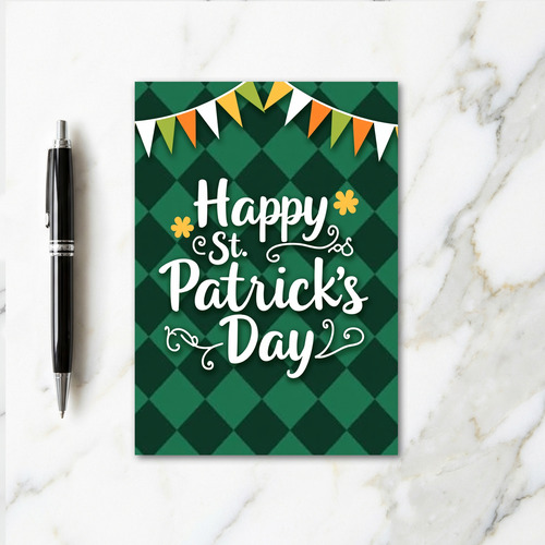 Emerald Check St Patricks Day Card