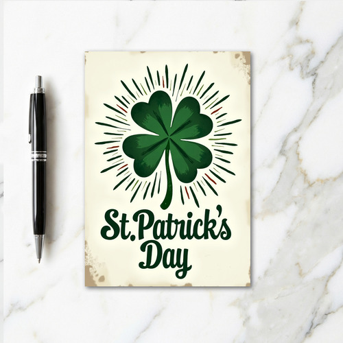 Emerald Clover Burst St Patricks Card