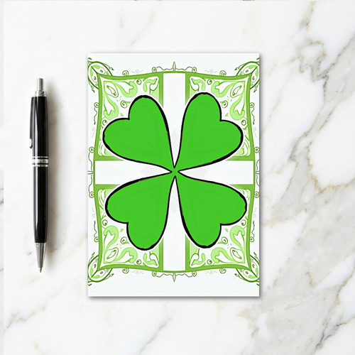 Emerald Clover Retro Vector Art Card