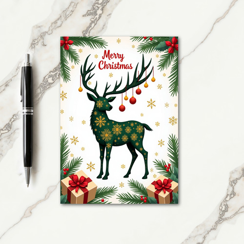 Emerald Deer Christmas Card