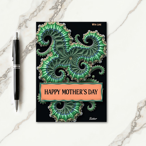 Emerald Fractal Mothers Day Card