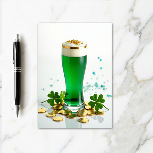 Emerald Gold Coins Pattern Card